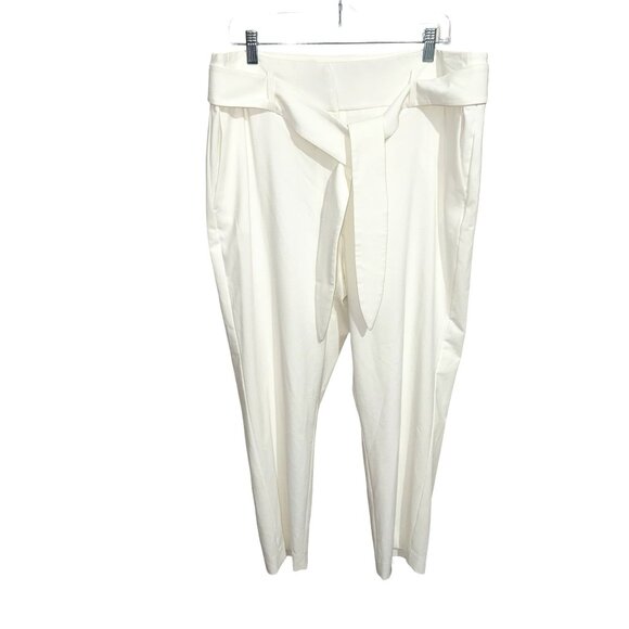 DKNY Pants - DKNY Women's Soft Ecru Wide Leg With Fabric Belt Pants Sz 16 NWT